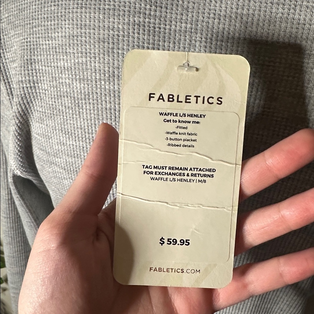 Fabletics Waffle Longsleeve Henley Gray NWT - Picture 5 of 7